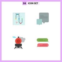 Pack of 4 Modern Flat Icons Signs and Symbols for Web Print Media such as mouse transport arrow messages messaging Editable Vector Design Elements