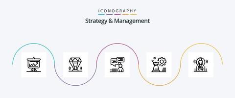 paquete de iconos de línea 5 de estrategia y gestión que incluye ajedrez. estrategia. rubí. hombre. apoyo vector