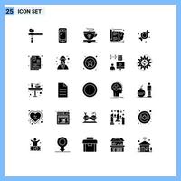 Solid Glyph Pack of 25 Universal Symbols of bonbon knowledge samsung brain ireland Editable Vector Design Elements