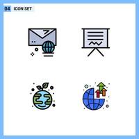 4 User Interface Filledline Flat Color Pack of modern Signs and Symbols of account eco message easel plant Editable Vector Design Elements