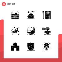 Universal Icon Symbols Group of 9 Modern Solid Glyphs of food scary develop halloween bat Editable Vector Design Elements