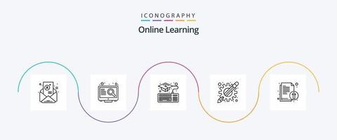 Online Learning Line 5 Icon Pack Including file. documents. education. learning apps. education vector