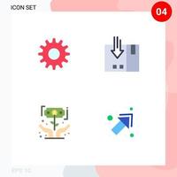 Set of 4 Modern UI Icons Symbols Signs for cog growth arrow packing investor Editable Vector Design Elements