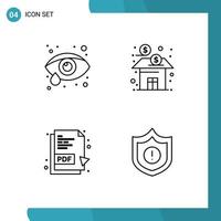 4 iconos creativos signos y símbolos modernos de cuidado de los ojos documento pdf protector de fondos bancarios elementos de diseño vectorial editables vector