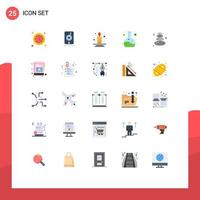 Mobile Interface Flat Color Set of 25 Pictograms of stone sauna autumn flask chemistry Editable Vector Design Elements