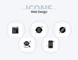 Web Design Glyph Icon Pack 5 Icon Design. link. eye. access. designing. creativity vector