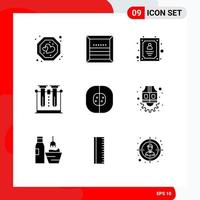 Pictogram Set of 9 Simple Solid Glyphs of tube science shipping laboratory worker Editable Vector Design Elements