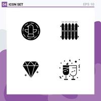 Modern Set of 4 Solid Glyphs and symbols such as american diamond eagle battery jewelry Editable Vector Design Elements