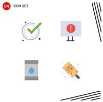 Pack of 4 Modern Flat Icons Signs and Symbols for Web Print Media such as accept fuel acknowledge warning eco Editable Vector Design Elements