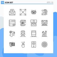 Outline Pack of 16 Universal Symbols of database world chat male online Editable Vector Design Elements