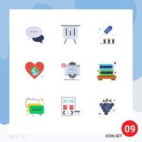 Set of 9 Modern UI Icons Symbols Signs for day world presentation globe screw Editable Vector Design Elements