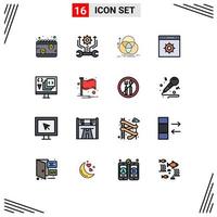 Set of 16 Modern UI Icons Symbols Signs for website internet tools browser measurement Editable Creative Vector Design Elements