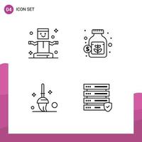 Stock Vector Icon Pack of 4 Line Signs and Symbols for entertainment cleaning magic money data Editable Vector Design Elements