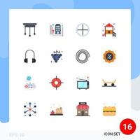 16 Universal Flat Color Signs Symbols of nursery school kids print childhood soldier Editable Pack of Creative Vector Design Elements