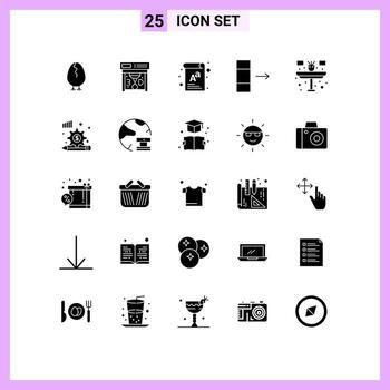 Set of 25 Vector Solid Glyphs on Grid for table flower document desk data Editable Vector Design Elements