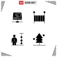 Group of 4 Solid Glyphs Signs and Symbols for call business online child corporate administration Editable Vector Design Elements