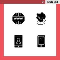 Group of 4 Solid Glyphs Signs and Symbols for engine spring seo apple cell Editable Vector Design Elements