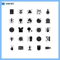 Set of 25 Modern UI Icons Symbols Signs for analytics space stationery science science Editable Vector Design Elements