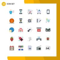 paquete de 25 signos y símbolos de colores planos modernos para medios de impresión web, como elementos de diseño de vectores editables de la lista de pago del reproductor de comercio electrónico creativo