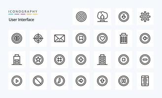 25 User Interface Line icon pack vector