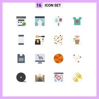 Mobile Interface Flat Color Set of 16 Pictograms of contact wedding egg heart clothes Editable Pack of Creative Vector Design Elements