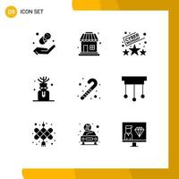 Pack of 9 Modern Solid Glyphs Signs and Symbols for Web Print Media such as decorations baby discount toy bottle spa Editable Vector Design Elements