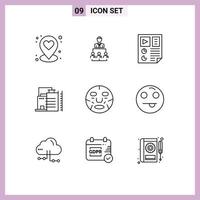 Mobile Interface Outline Set of 9 Pictograms of beauty factory data construction seo Editable Vector Design Elements