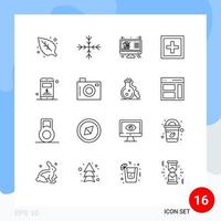 Universal Icon Symbols Group of 16 Modern Outlines of server support shop question info Editable Vector Design Elements