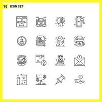 16 Thematic Vector Outlines and Editable Symbols of target rainy email mobile party Editable Vector Design Elements