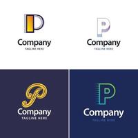 diseño de paquete de logotipo grande de letra p diseño de logotipos modernos y creativos para su negocio vector