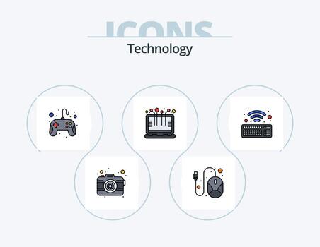 paquete de iconos llenos de línea de tecnología 5 diseño de iconos. . jerarquía. conexión. conexión. ratón vector