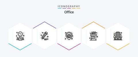 Office 25 Line icon pack including . company. location. building. pen vector