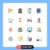 Pictogram Set of 16 Simple Flat Colors of cleaning database email data backup Editable Pack of Creative Vector Design Elements