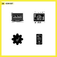 conjunto moderno de pictogramas de glifos sólidos de datos patterson monitoreo navegación romántica elementos de diseño vectorial editables vector