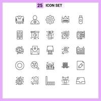 25 Thematic Vector Lines and Editable Symbols of data usb human shop open Editable Vector Design Elements