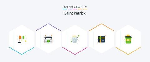 paquete de iconos planos de san patricio 25 que incluye irlandés. día. alcohol. presente. regalo vector