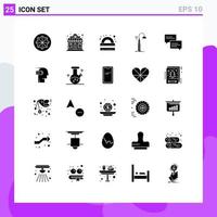 25 Universal Solid Glyphs Set for Web and Mobile Applications smart street store lights ruler Editable Vector Design Elements