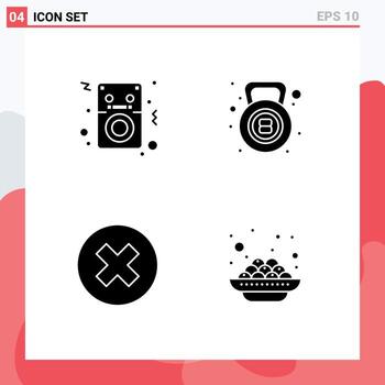 Mobile Interface Solid Glyph Set of Pictograms of audio delete player weight remove Editable Vector Design Elements