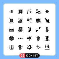 Solid Glyph Pack of 25 Universal Symbols of security lock vault gdpr jumping Editable Vector Design Elements