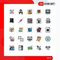 paquete de iconos de vector de stock de 25 signos y símbolos de línea para elementos de diseño de vector editables de grúa de análisis de cuadro de entrega de datos web