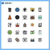 paquete de iconos de vector de stock de 25 signos y símbolos de línea para elementos de diseño de vector editables de engranaje de teléfono de porcentaje de ganancia de teléfono inteligente android