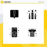 Group of Solid Glyphs Signs and Symbols for chat error purse candle party cultural Editable Vector Design Elements