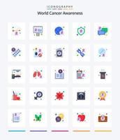 creativo mundo cáncer conciencia 25 paquete de iconos planos como signo. charlar. cáncer. cáncer. proteger vector