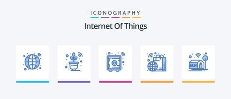 Internet Of Things Blue 5 Icon Pack Including smart. smart. smart. shopping. bag. Creative Icons Design vector