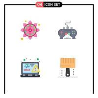 Set of 4 Commercial Flat Icons pack for flower coding rangoli video html Editable Vector Design Elements