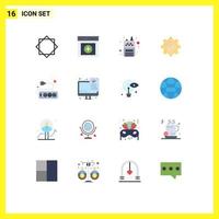 Flat Color Pack of 16 Universal Symbols of coding hardware phone electronic setting Editable Pack of Creative Vector Design Elements