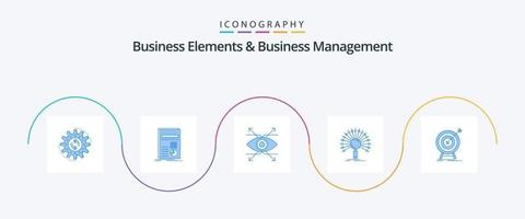 Business Elements And Business Managment Blue 5 Icon Pack Including network. information. report. data. look vector