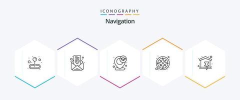 Navigation 25 Line icon pack including location. navigation. location. direction. gps vector