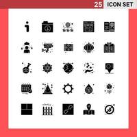 Modern Set of 25 Solid Glyphs and symbols such as visa passport folders shop online Editable Vector Design Elements