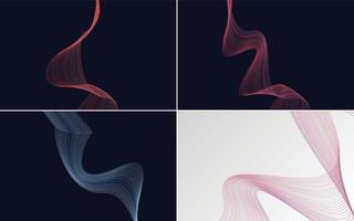 conjunto de 4 fondos abstractos de líneas onduladas para un diseño profesional. vector